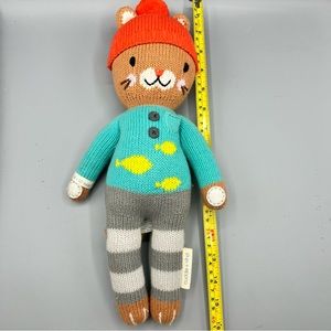 14" Cuddle + Kind Doll Maximus the Cat Fish Knit Peru Stuffed Animal.